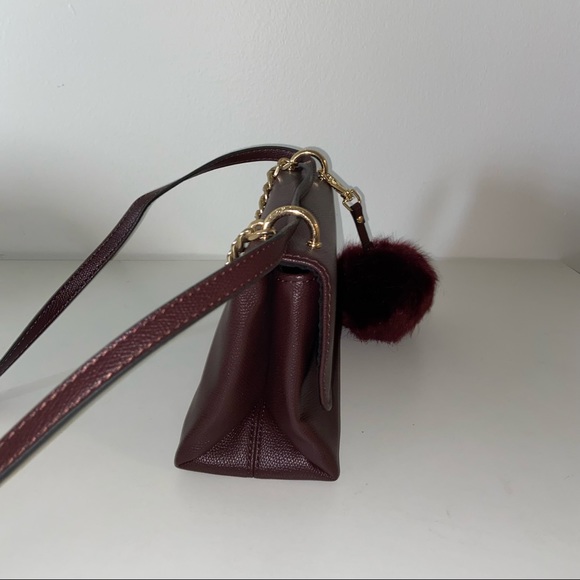 Aldo Burgundy Crossbody Purse Gold Tone Accents - Picture 4 of 9